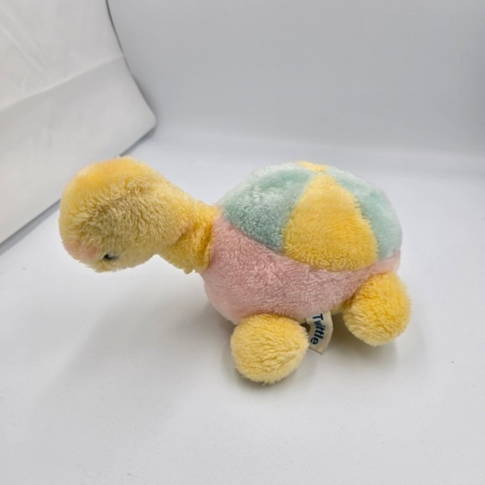 Vintage 90s Twittle Russ Turtle Plush Stuffed Animal Pastel Colors Musical